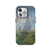 Dame met parasol wandeling